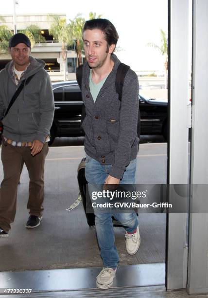 Simon Helberg is seen at LAX on March 07, 2014 in Los Angeles, California.