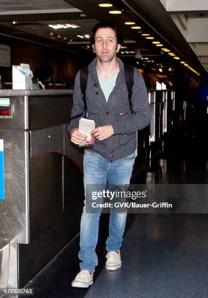 Simon Helberg is seen at LAX on March 07, 2014 in Los Angeles, California.