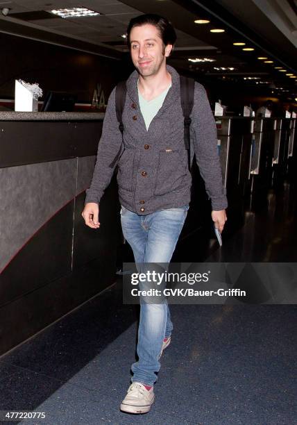 Simon Helberg is seen at LAX on March 07, 2014 in Los Angeles, California.