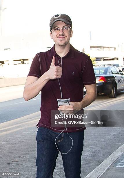 Christopher Mintz-Plasse is seen at LAX on March 07, 2014 in Los Angeles, California.