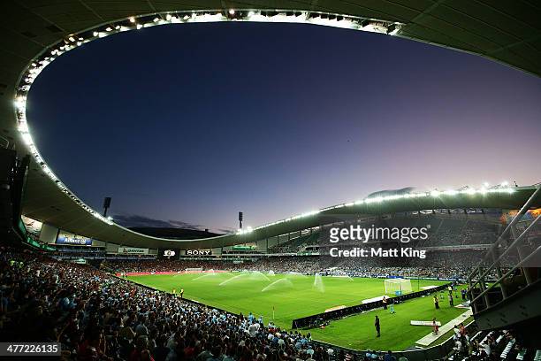 General view just before kickoff during the round 22 A-League match between Sydney FC and the Western Sydney Wanderers at Allianz Stadium on March 8,...