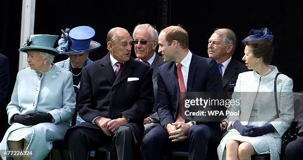 Queen Elizabeth II, Prince Philip, Duke of Edinburgh, Prince William, Duke of Cambridge and Princess Anne, Princess Royal attend an event to mark the...