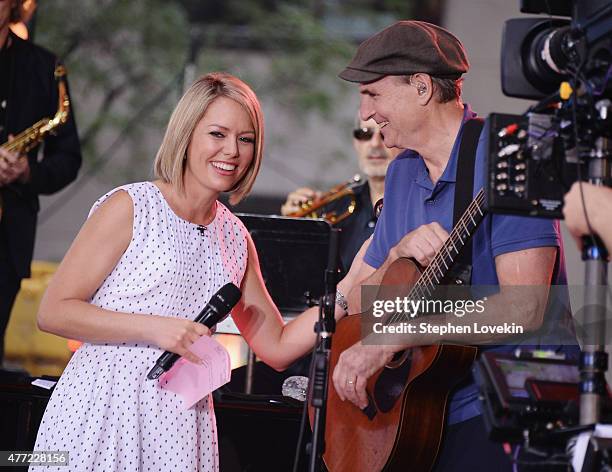 Today" co-host Dylan Dreyer speaks to James Taylor on NBC's "Today" at the NBC's TODAY Show on June 15, 2015 in New York, New York.