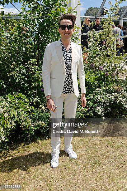 Nick Grimshaw arrives at the Burberry Menswear Spring/Summer 2016 show at Kensington Gardens on June 15, 2015 in London, England.