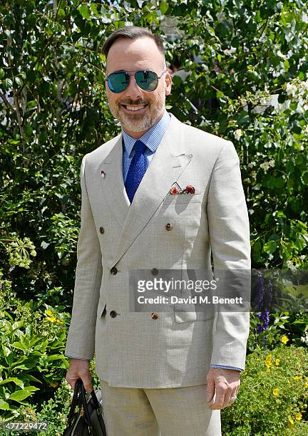 David Furnish arrives at the Burberry Menswear Spring/Summer 2016 show at Kensington Gardens on June 15, 2015 in London, England.