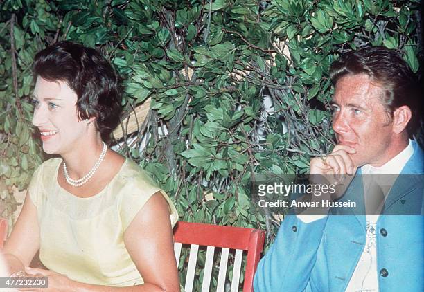 Princess Margaret, Countess of Snowdon and her husband Antony Armstrong-Jones relax during their honeymoon on June 01, 1960 in the West Indies