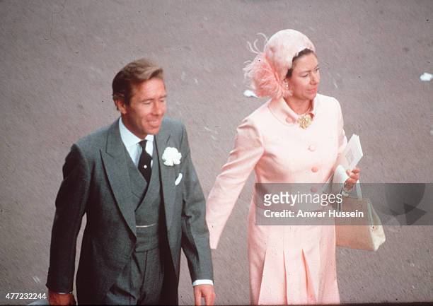 Princess Margaret and her husband Tony Armstrong-Jones attend Royal Ascot on June 15,1970 in Ascot, England