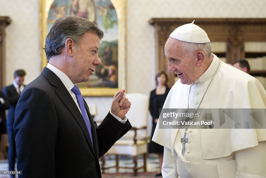 Pope Francis Meets President of Colombia Juan Manuel Santos