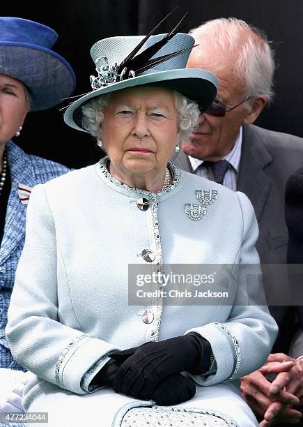 Queen Elizabeth II attends a Magna Carta 800th Anniversary Commemoration Event on June 15, 2015 in Runnymede, United Kingdom. Members of the Royal...