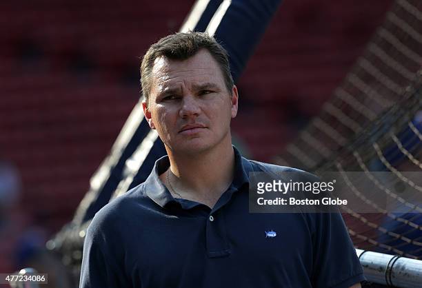 Boston Red Sox Executive Vice President and General Manager Ben Cherington on the field before today's start to a three game series against the...