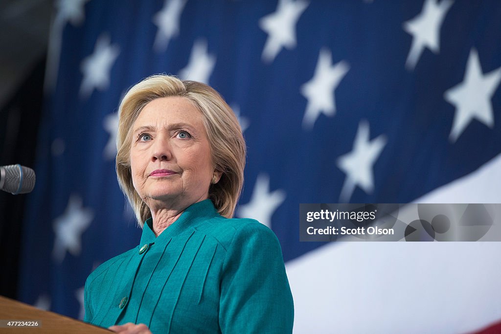 Democratic Presidential Candidate Hillary Clinton Campaigns In Iowa