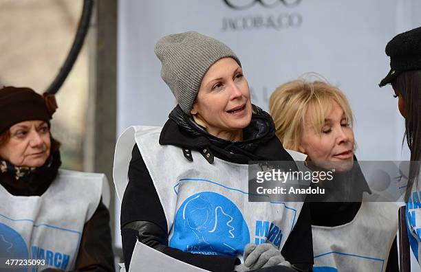 Kelly Rutherford attends the 'MARCH IN MARCH' to end violence against women at Dag Hammarskjold Plaza at the United Nations on March 7, 2014 in New...