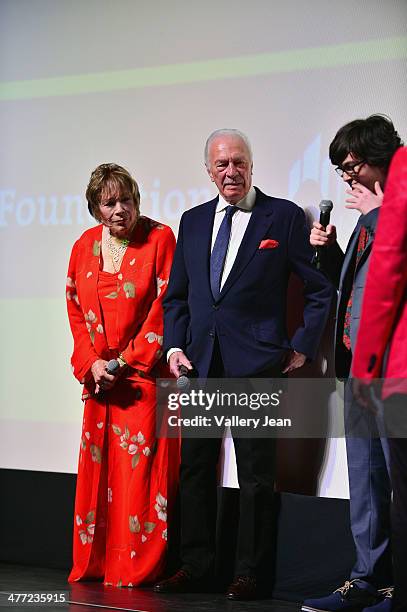 Shirley MacLaine, Christopher Plummer and Jared Gilman attend "Elsa and Fred" premiere at Miami International Film Festival at Gusman Center for the...