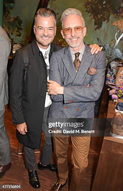 David Walker-Smith and Patrick Cox attend the LATHBRIDGE by Patrick Cox presentation and official launch during London Collections Men SS16 at Sketch...