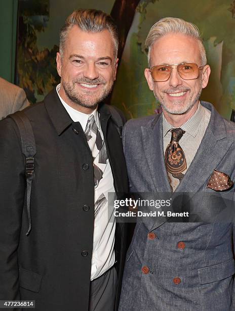 David Walker-Smith and Patrick Cox attend the LATHBRIDGE by Patrick Cox presentation and official launch during London Collections Men SS16 at Sketch...