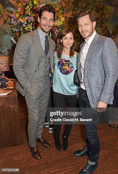 David Gandy, Natalie Imbruglia and Paul Sculfor attend the LATHBRIDGE by Patrick Cox presentation and official launch during London Collections Men...