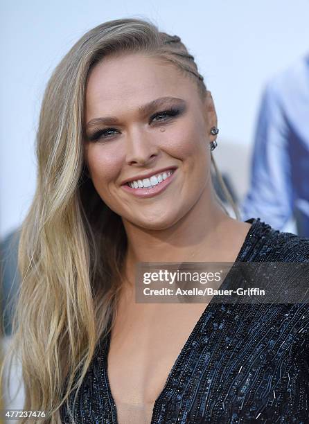 Actress/MMA fighter Ronda Rousey arrives at the Los Angeles premiere of 'Entourage' at Regency Village Theatre on June 1, 2015 in Westwood,...