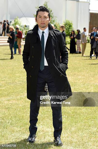 Masahiro Motoki attends the Burberry Prorsum show during The London Collections Men SS16 at on June 15, 2015 in London, England.