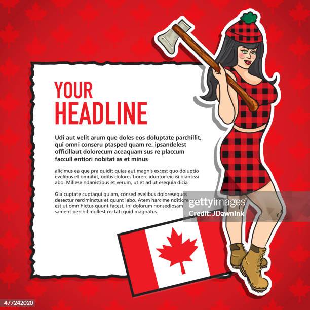 pin up girl happy canada day celebration greeting design template - barbeque party woman stock illustrations