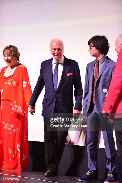 Shirley MacLaine, Christopher Plummer and Jared Gilman attend "Elsa and Fred" premiere at Miami International Film Festival at Gusman Center for the...