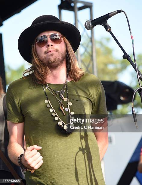 Michael Hobby of A Thousand Horses performs during the 2015 Bonnaroo Music & Arts Festival on June 14, 2015 in Manchester, Tennessee.