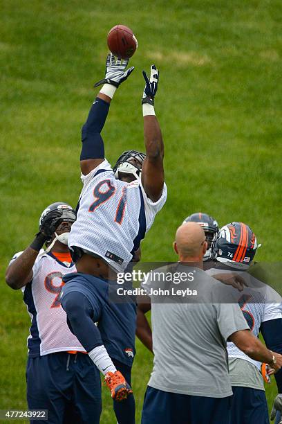 Denver Broncos Kenny Anunike DE run through drills during OTA's June 15, 2015 at Dove Valley.