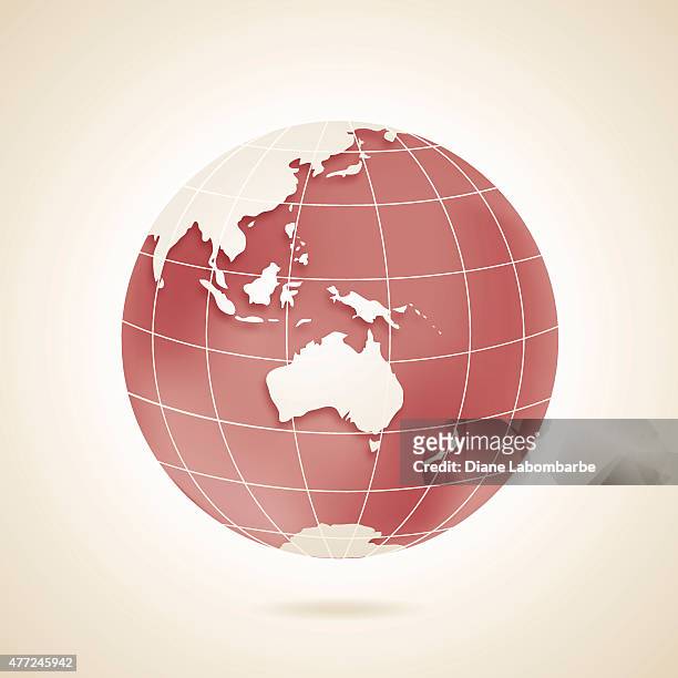 ilustraciones, imágenes clip art, dibujos animados e iconos de stock de world globe, con australia en marrón y verde azulado beige - latitud