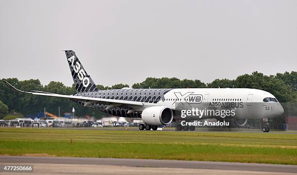 An Airbus A350 Aircraft prepares for aerial display as a rabbit runs during the 51st international Paris Air Show at Le Bourget, near Paris, France...