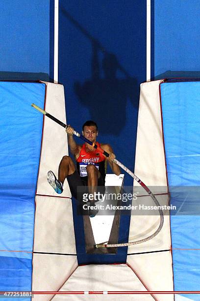Pascal Behrenbruch of Germany competes in the Heptathlon pole vault during day two of the IAAF World Indoor Championships at Ergo Arena on March 8,...