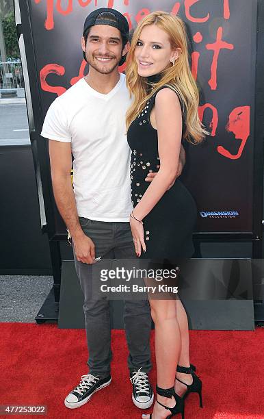 Actor Tyler Posey and actress Bella Thorne attend the premiere Of MTV and Dimension TV's 'Scream' at the 2015 Los Angeles Film Festival at Regal...