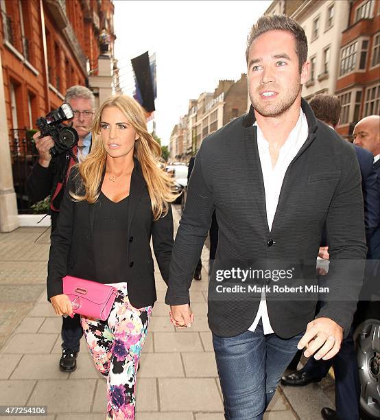 Katie Price and Kieran Hayler attending the Richard Desmond book launch party at the Claridges hotel ballroom on June 15, 2015 in London, England.