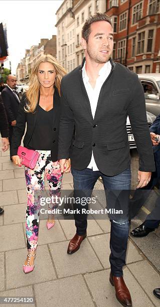 Katie Price and Kieran Hayler attending the Richard Desmond book launch party at the Claridges hotel ballroom on June 15, 2015 in London, England.