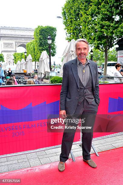 Jeremy Irons poses before his Masterclass during the 4th Champs Elysees Film Festival at Cinema Publicis on June 15, 2015 in Paris, France.