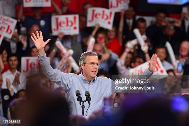 Former Florida Governor Jeb Bush on stage to announce his candidacy for the 2016 Republican presidential nomination at Miami Dade College - Kendall...