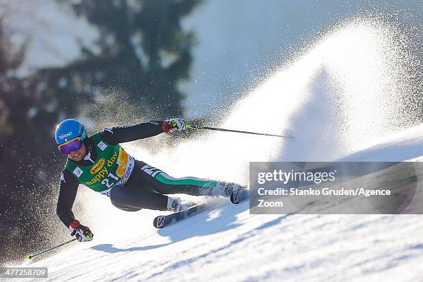 Davide Simoncelli of Italy competes during the Audi FIS Alpine Ski World Cup Men's Giant Slalom on March 08, 2014 in Kranjska Gora, Slovenia.