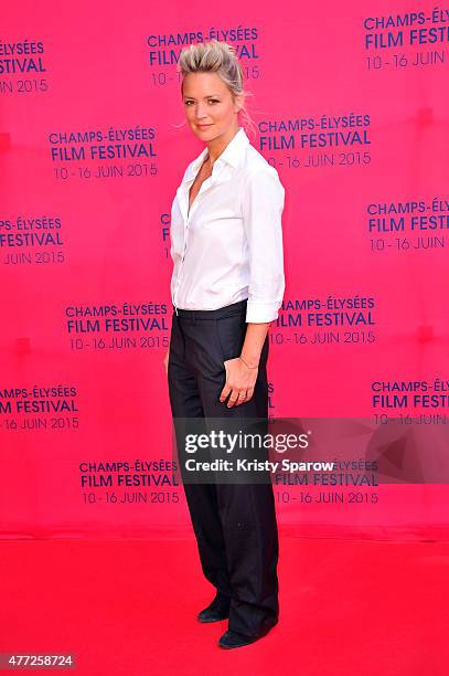 Virginie Efira attends the 'Une famille a louer' Premiere during the 4th Champs Elysees Film Festival at Publicis Cinemas on June 15, 2015 in Paris,...