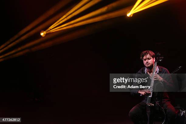 Stjepan Hauser of 2Cellos performs at Friedrichstadt-Palast on June 15, 2015 in Berlin, Germany.