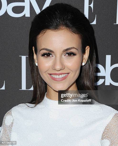 Actress Victoria Justice arrives at the 6th Annual ELLE Women In Music Celebration Presented by eBay at Boulevard3 on May 20, 2015 in Hollywood,...