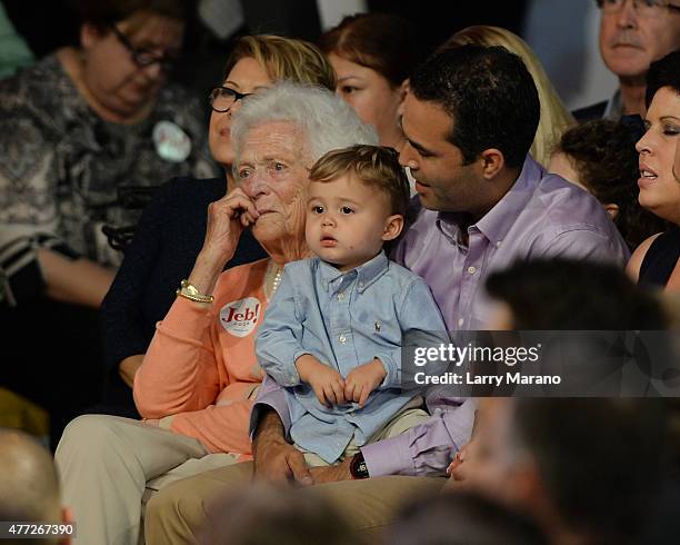 Columba Bush, Barbara Bush and George P. Bush as Former Florida Governor Jeb Bush announces his candidacy for the 2016 Republican Presidential...