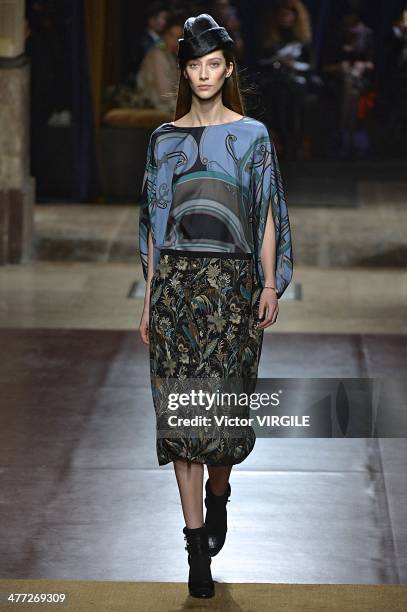 Model walks the runway during the Hermes Ready to Wear Fall/Winter 2014-2015 show as part of the Paris Fashion Week Womenswear Fall/Winter 2014-2015...