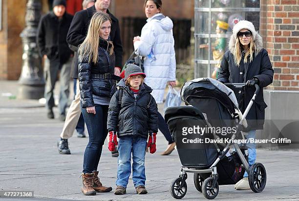 Sarah Jessica Parker is seen walking her son, James Wilkie to school along with her twin girls, Marion and Tabitha on January 11, 2011 in New York...