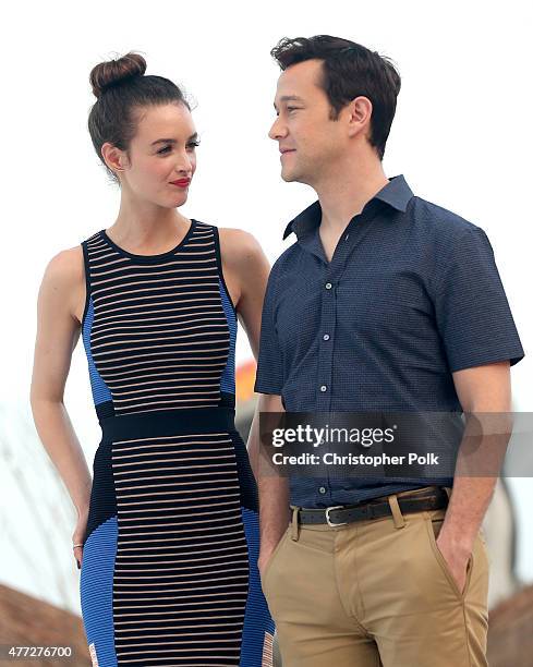 Actors Charlotte Le Bon and Joseph Gordon-Levitt attend the "The Walk" photo call during Summer Of Sony Pictures Entertainment 2015 at The...