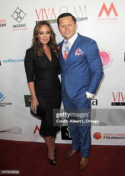 Actress Leah Remini and Viva Glam publicist Oskar Rivera arrive for the Viva Glam Issue Launch Party Hosted by cover girl Leah Remini held at Riviera...