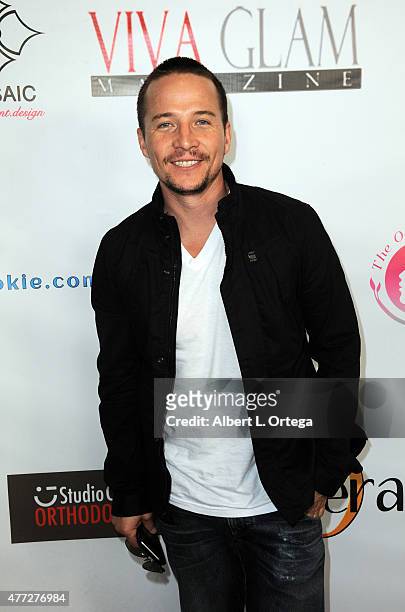 Actor Travis Aaron Wade arrives for the Viva Glam Issue Launch Party Hosted by cover girl Leah Remini held at Riviera 31 on June 2, 2015 in Beverly...