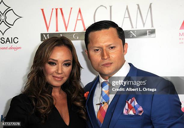 Actress Leah Remini and Viva Glam publicist Oskar Rivera arrive for the Viva Glam Issue Launch Party Hosted by cover girl Leah Remini held at Riviera...