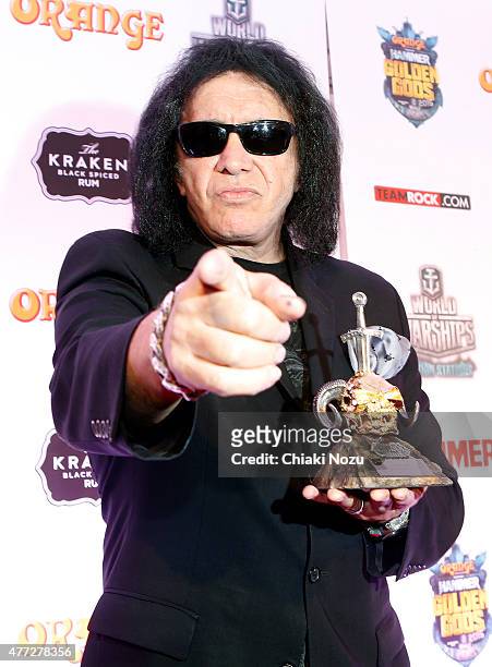 Gene Simmons of KISS attends the Metal Hammer Golden Gods awards on June 15, 2015 in London, England.