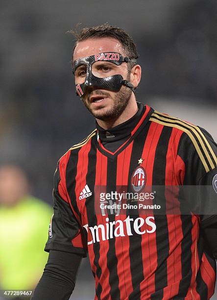 Giampaolo Pazzini of AC Milan looks on during the Serie A match between Udinese Calcio and AC Milan at Stadio Friuli on March 8, 2014 in Udine, Italy.