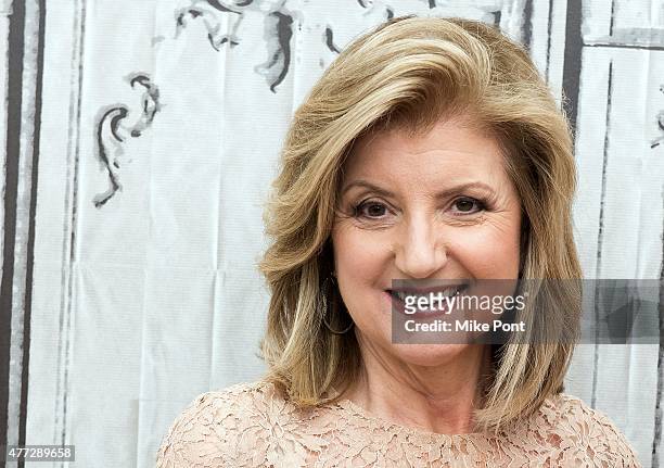Arianna Huffington attends the AOL BUILD Speaker Series featuring Matthieu Ricard discussing his new book 'Altruism' at AOL Studios In New York on...