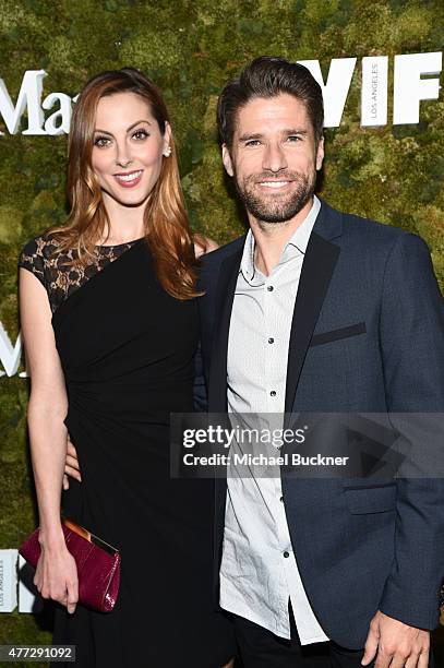 Actress Eva Amurri Martino, wearing Max Mara, and and former soccer player Kyle Martino attend The Max Mara 2015 Women In Film Face Of The Future...
