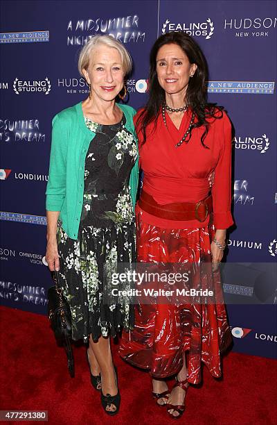 Helen Mirren and Julie Taymor attend 'A Midsummer Night's Dream' New York premiere at DGA Theater on June 15, 2015 in New York City.